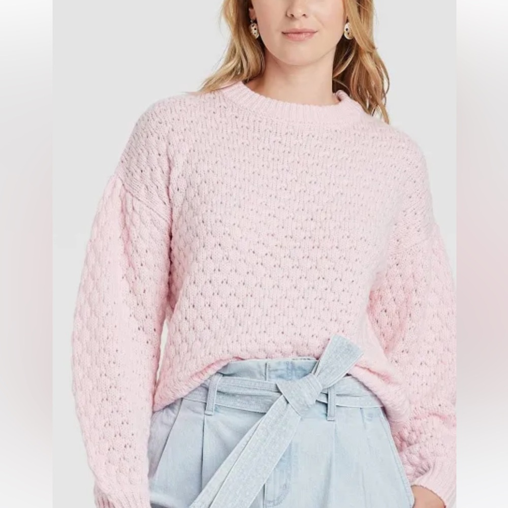 Pink Cable Knit Crewneck sweater